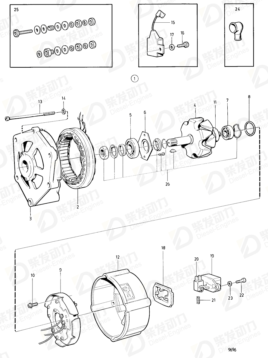 VOLVO Carbon brush set 1698435 Drawing